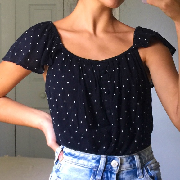 American eagle black polka dot top - Picture 3 of 9